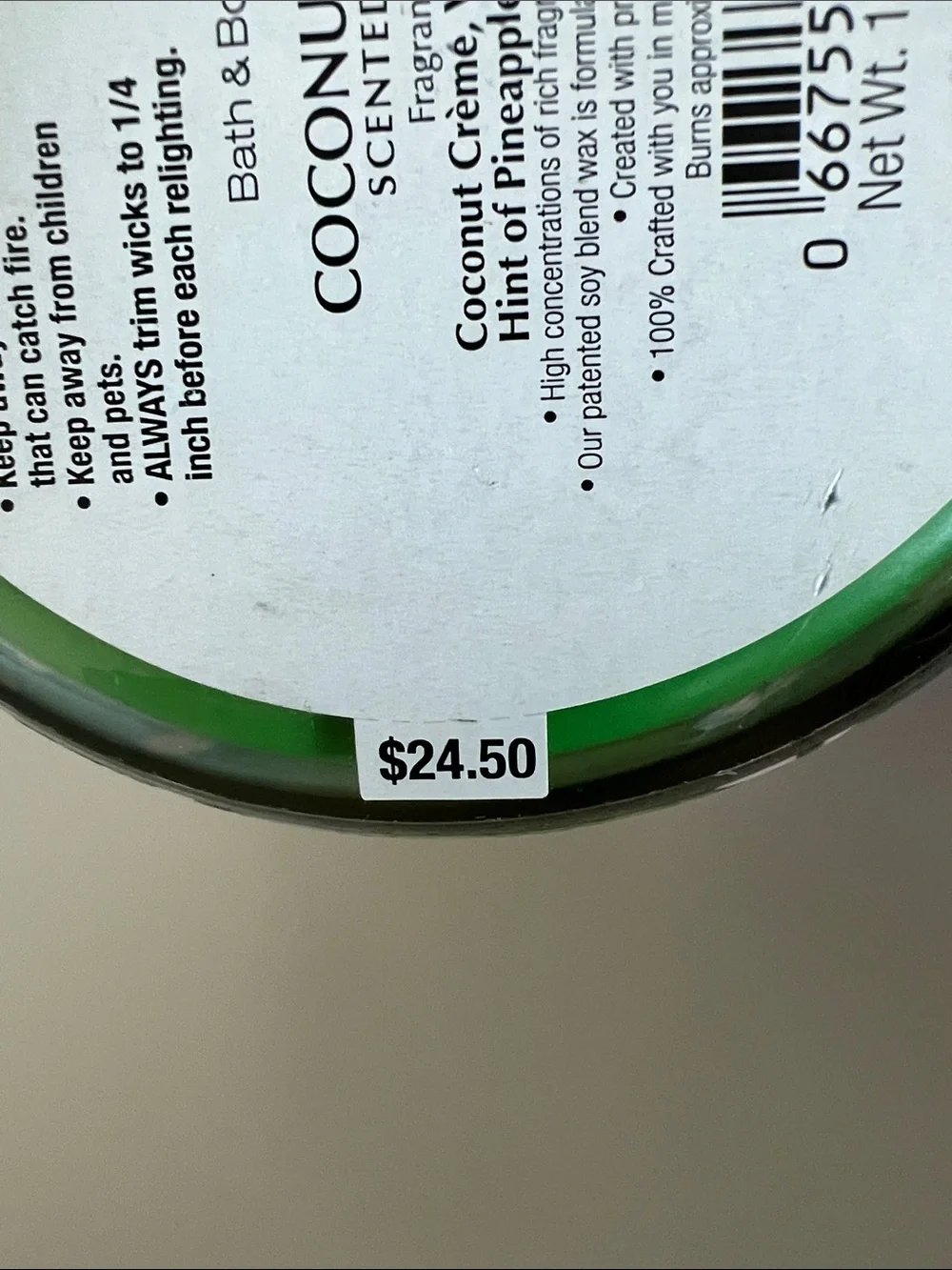 Bath & Body Works Coconut Cabana Scented Candle - Pink & Green - Picture 4 of 4